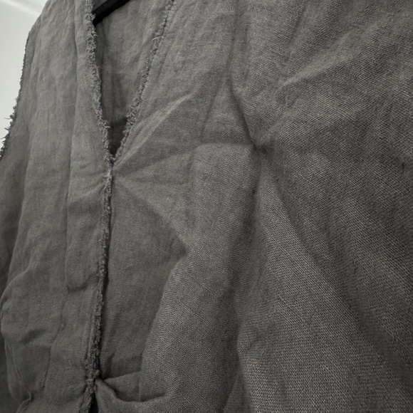 ZARA Frayed Hem Linen-Blend Crop Top | Size XS | Gray - Picture 5 of 7